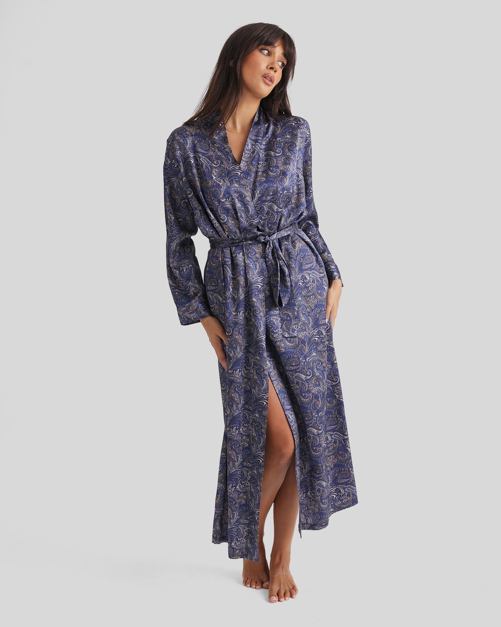 New Silk Long Robe Paisley