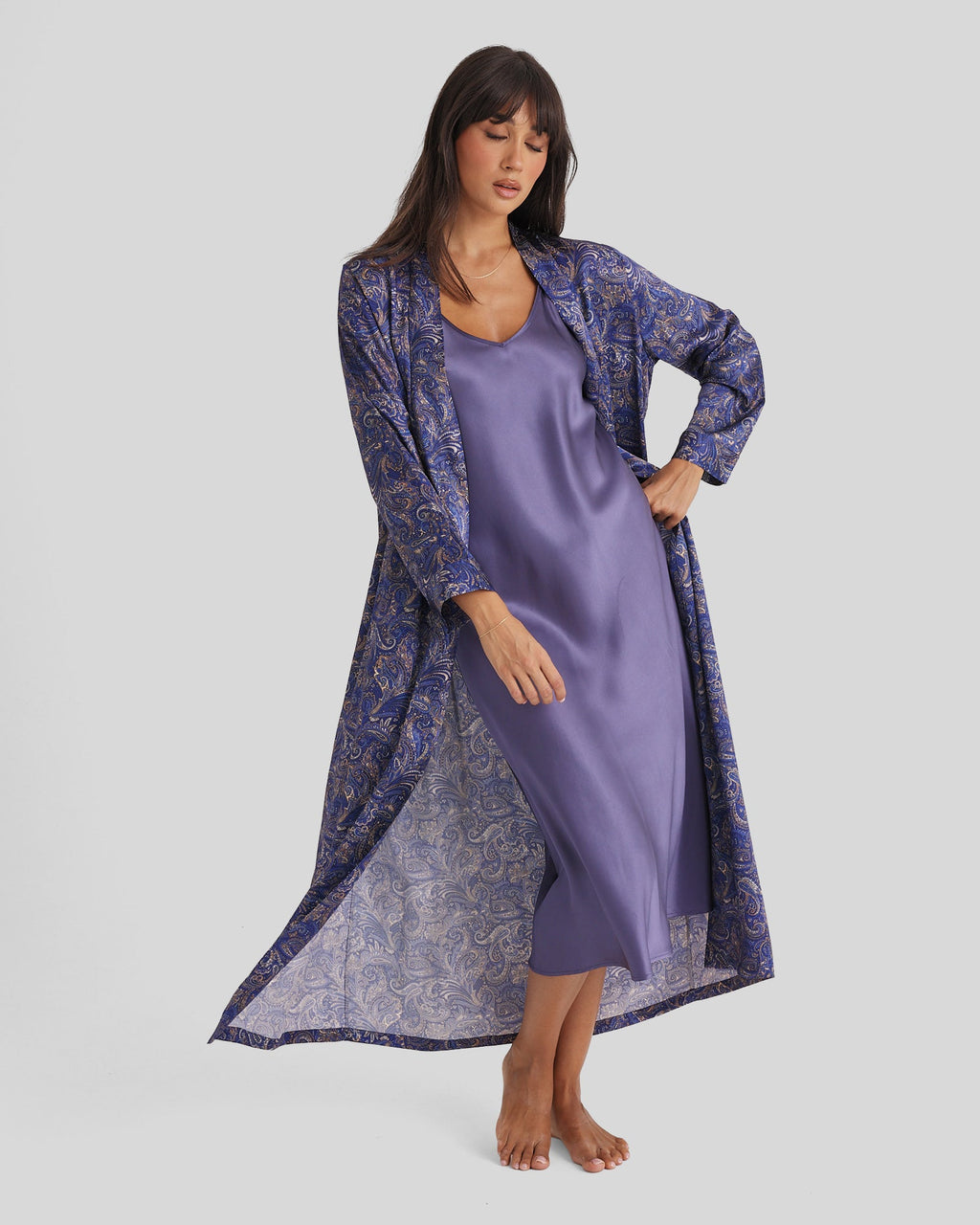 New Silk Long Robe Paisley