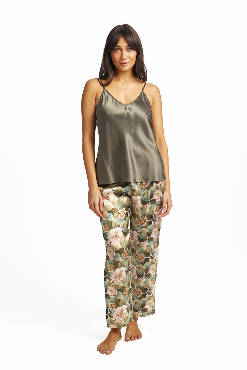 Strappy Silk Cami Olive