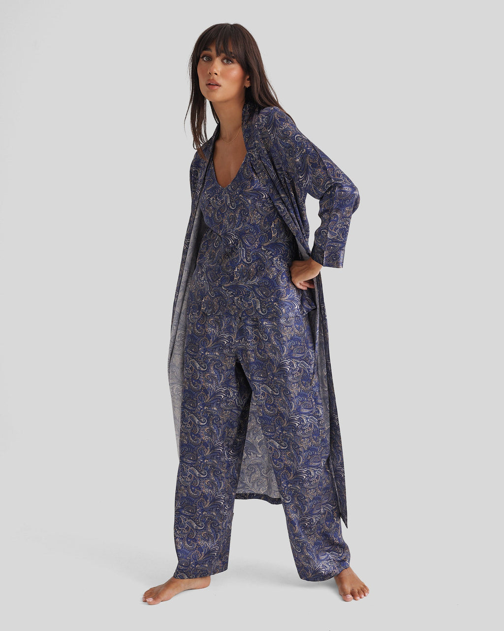 New Silk Long Robe Paisley
