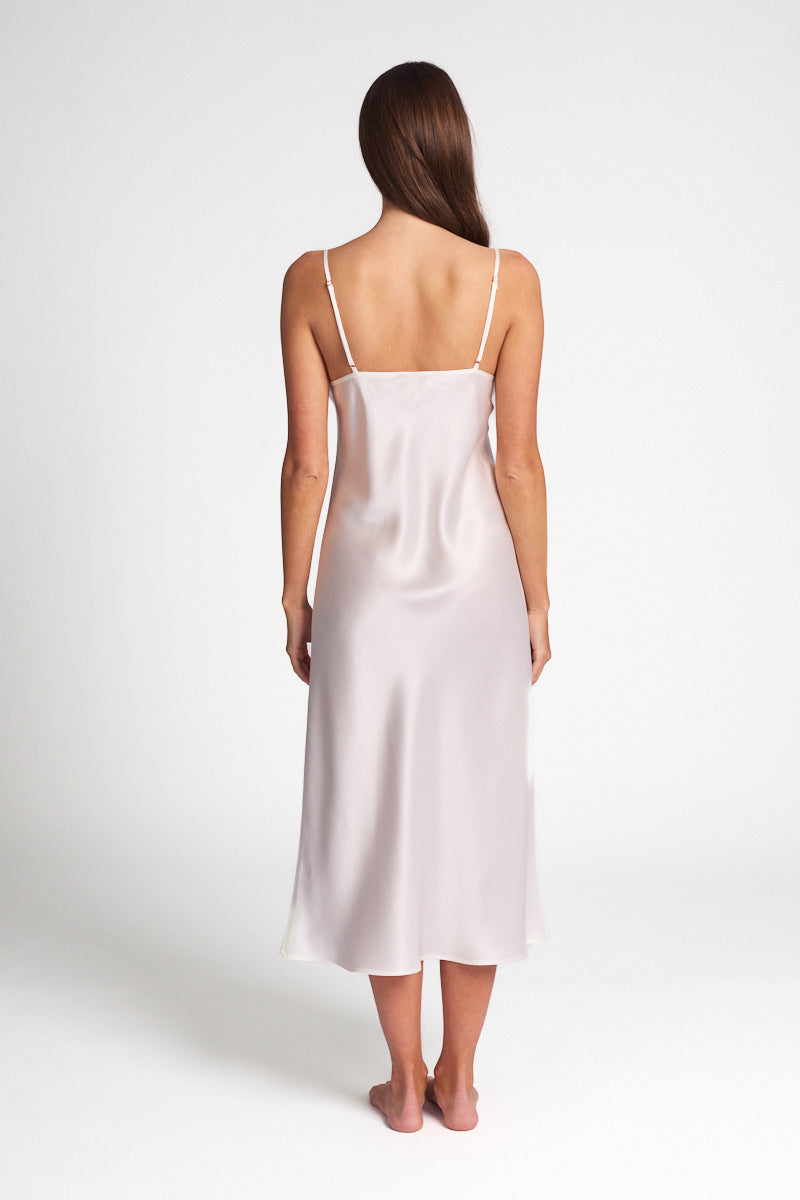 Silk Chemise 3/4 Long Nightdress Ivory
