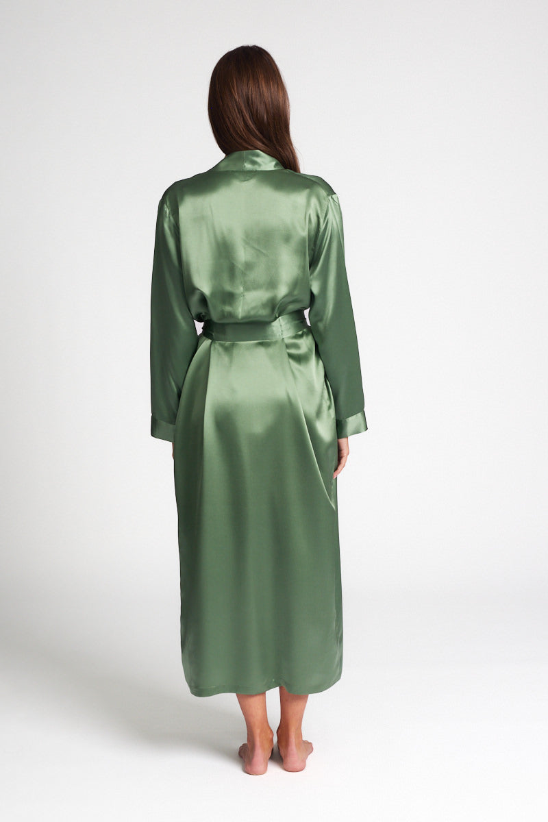 Silk Chemise 3/4 Long Nightdress Basil