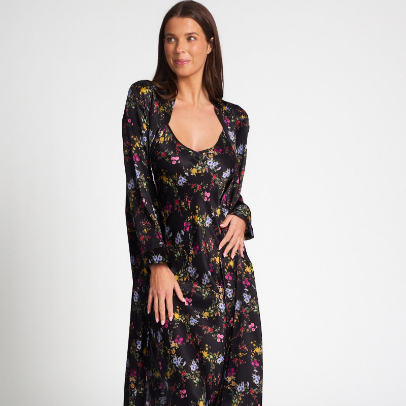 Silk Robe Midnight Garden