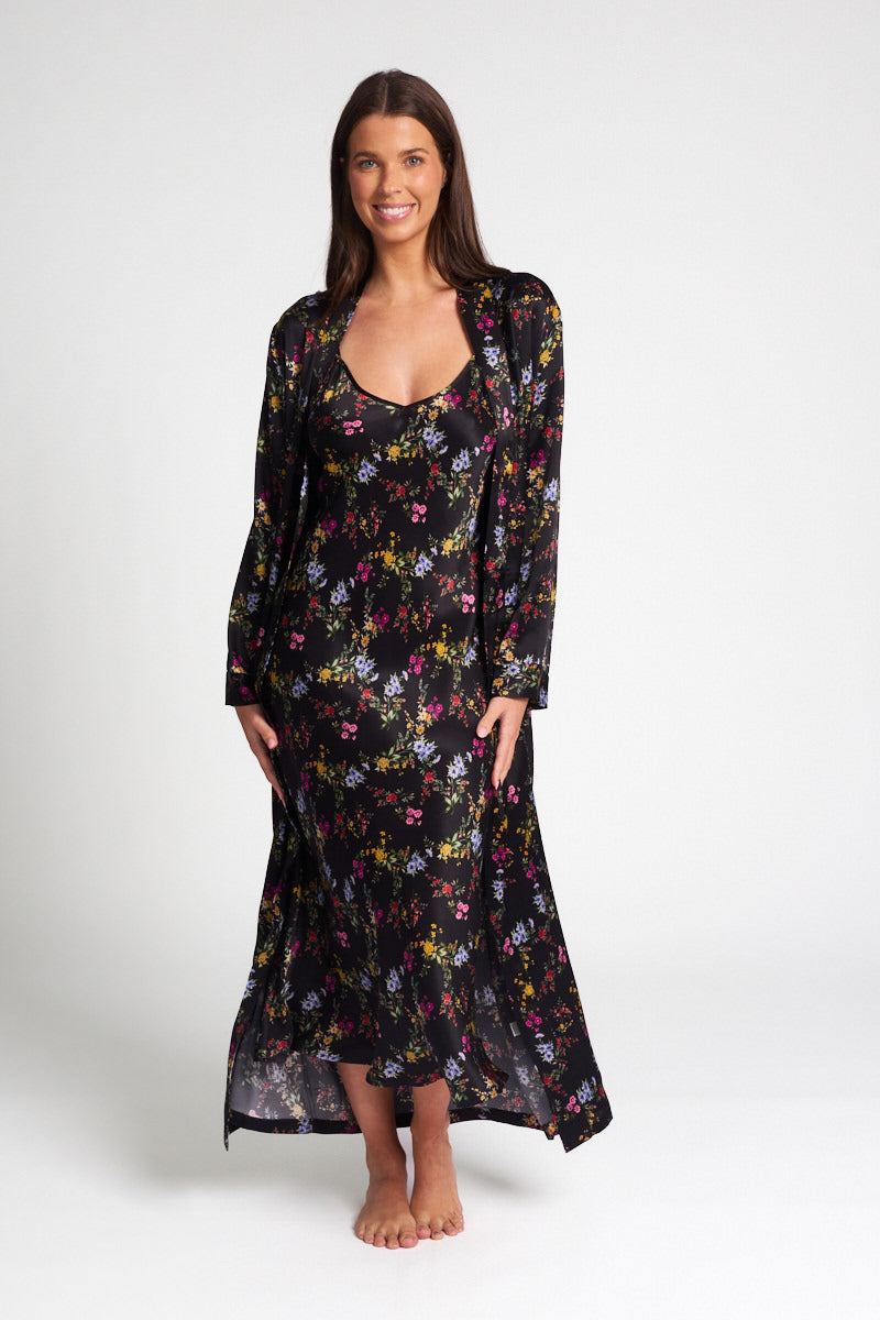 Silk Robe Midnight Garden
