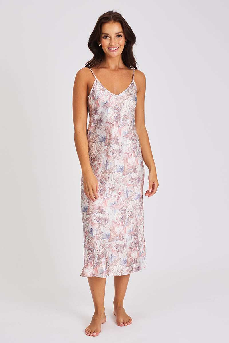 Silk Chemise 3/4 Length - Peacock