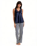 New Mono Silk Cami with Lace Navy