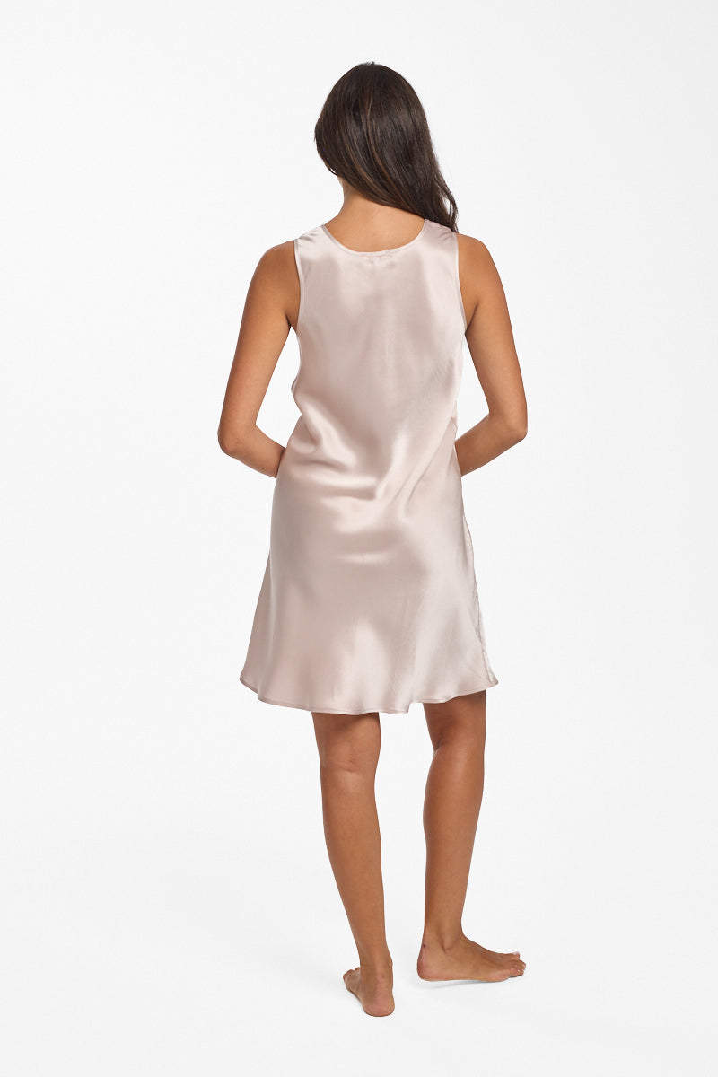 Mono Silk Short Nightdress Blush