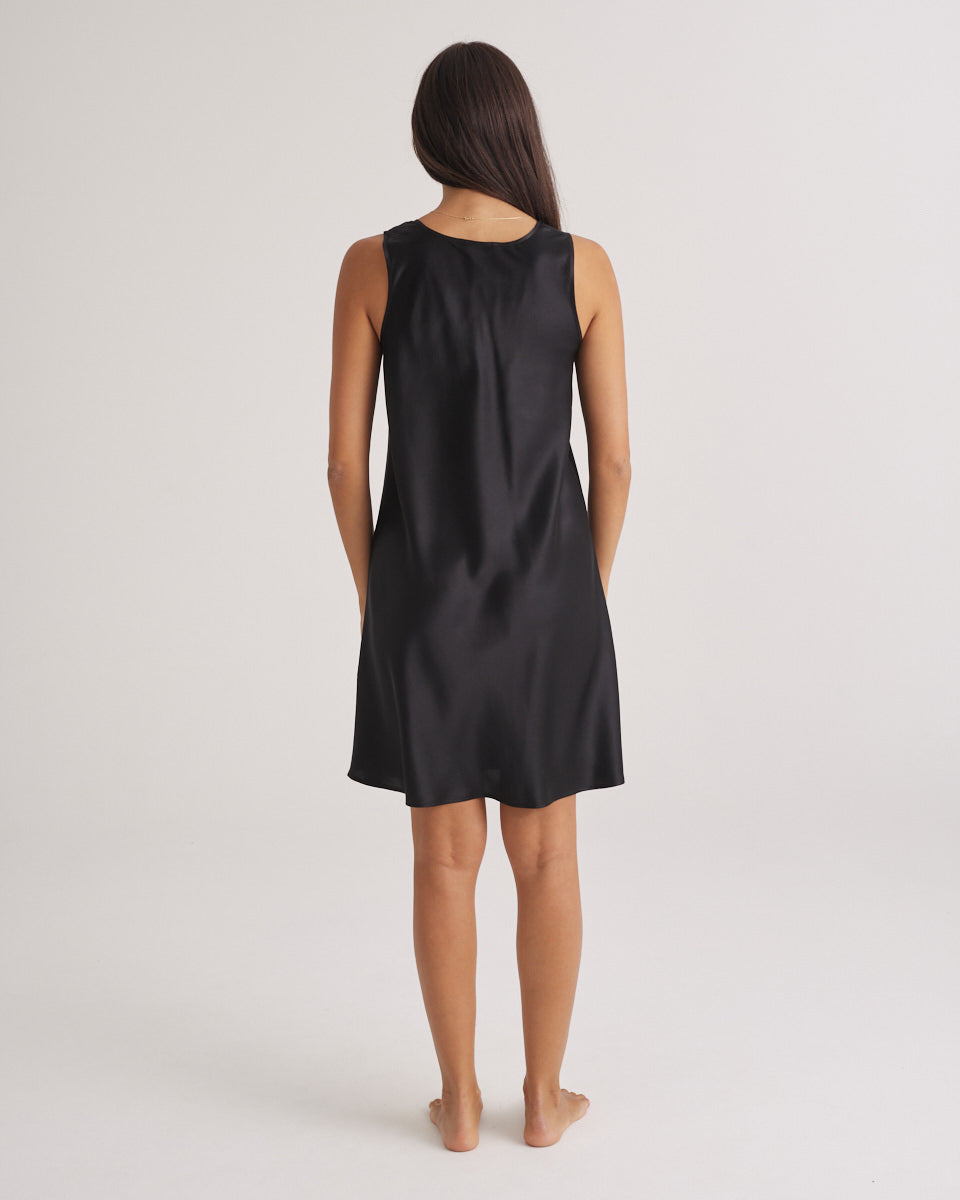 Mono Silk Short Nightdress Black