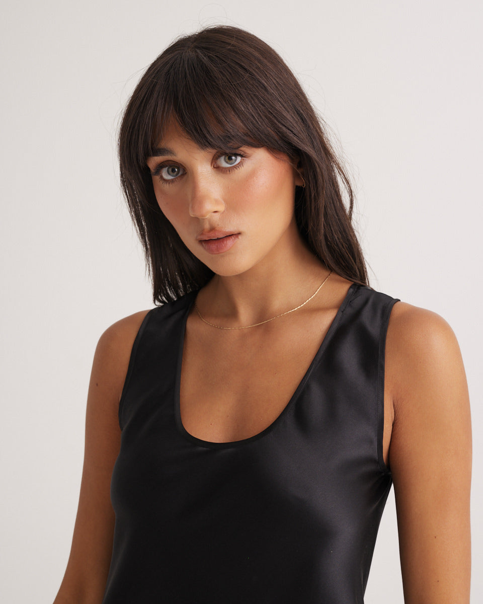Mono Silk Short Nightdress Black
