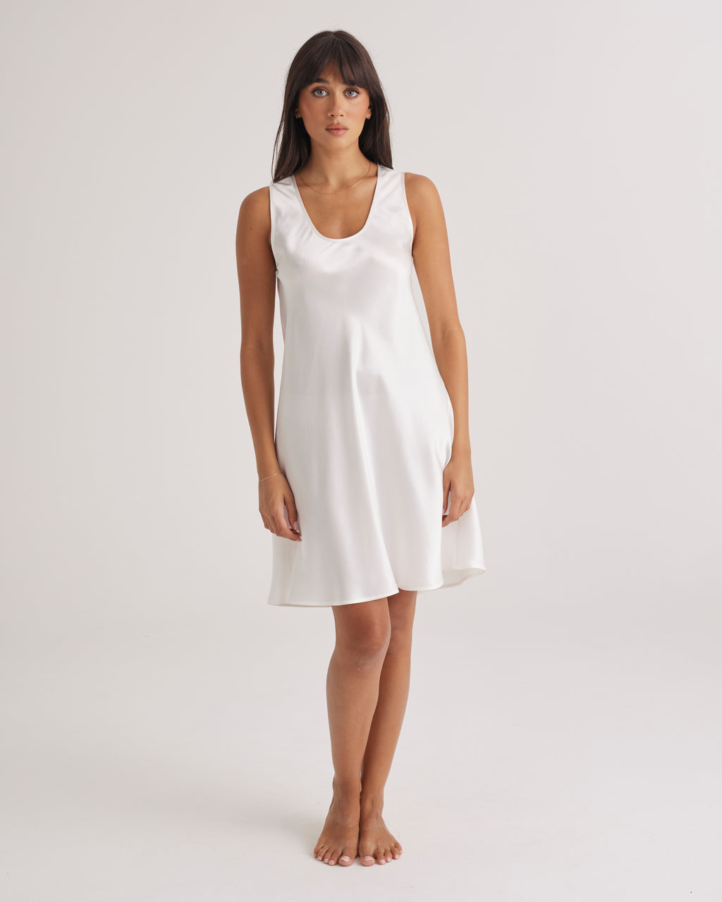Mono Silk Short Nightdress Ivory