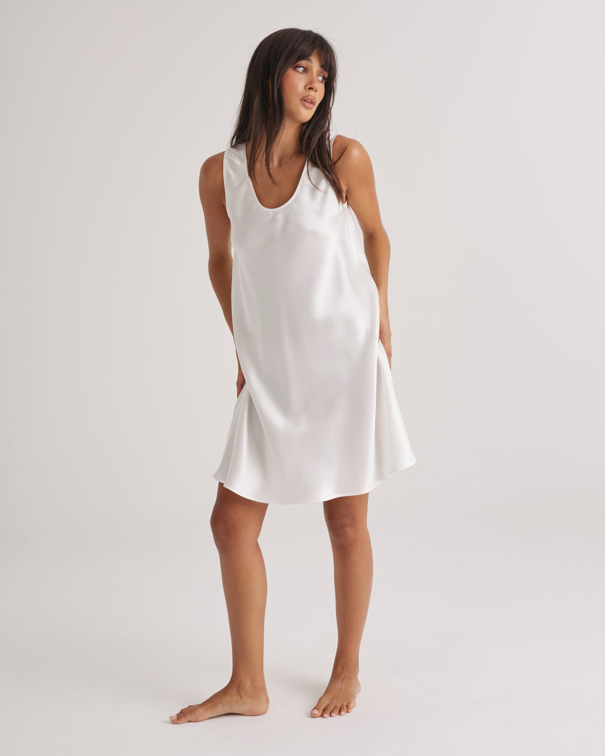 Mono Silk Short Nightdress Ivory