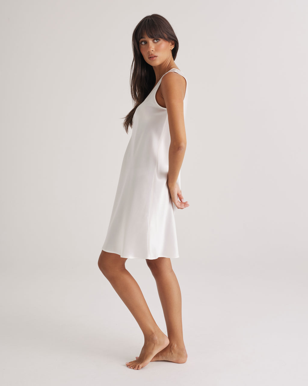 Mono Silk Short Nightdress Ivory