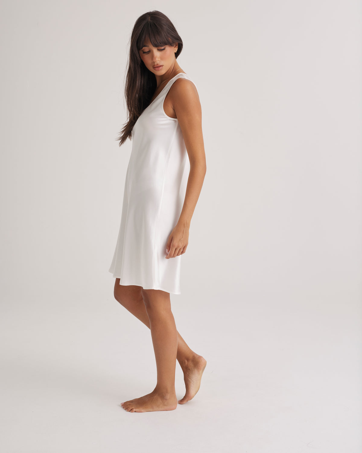 Mono Silk Short Nightdress Ivory