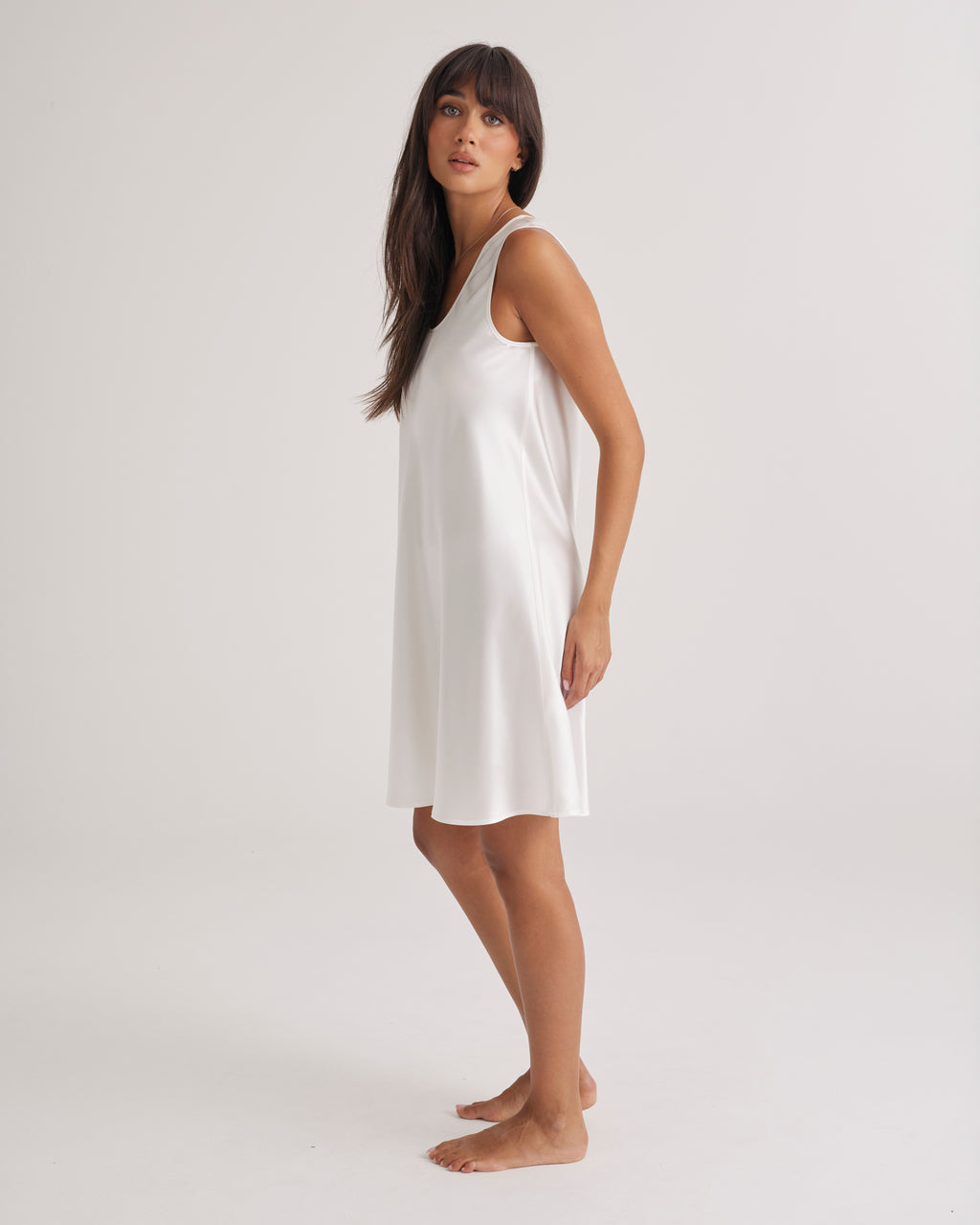Mono Silk Short Nightdress Ivory