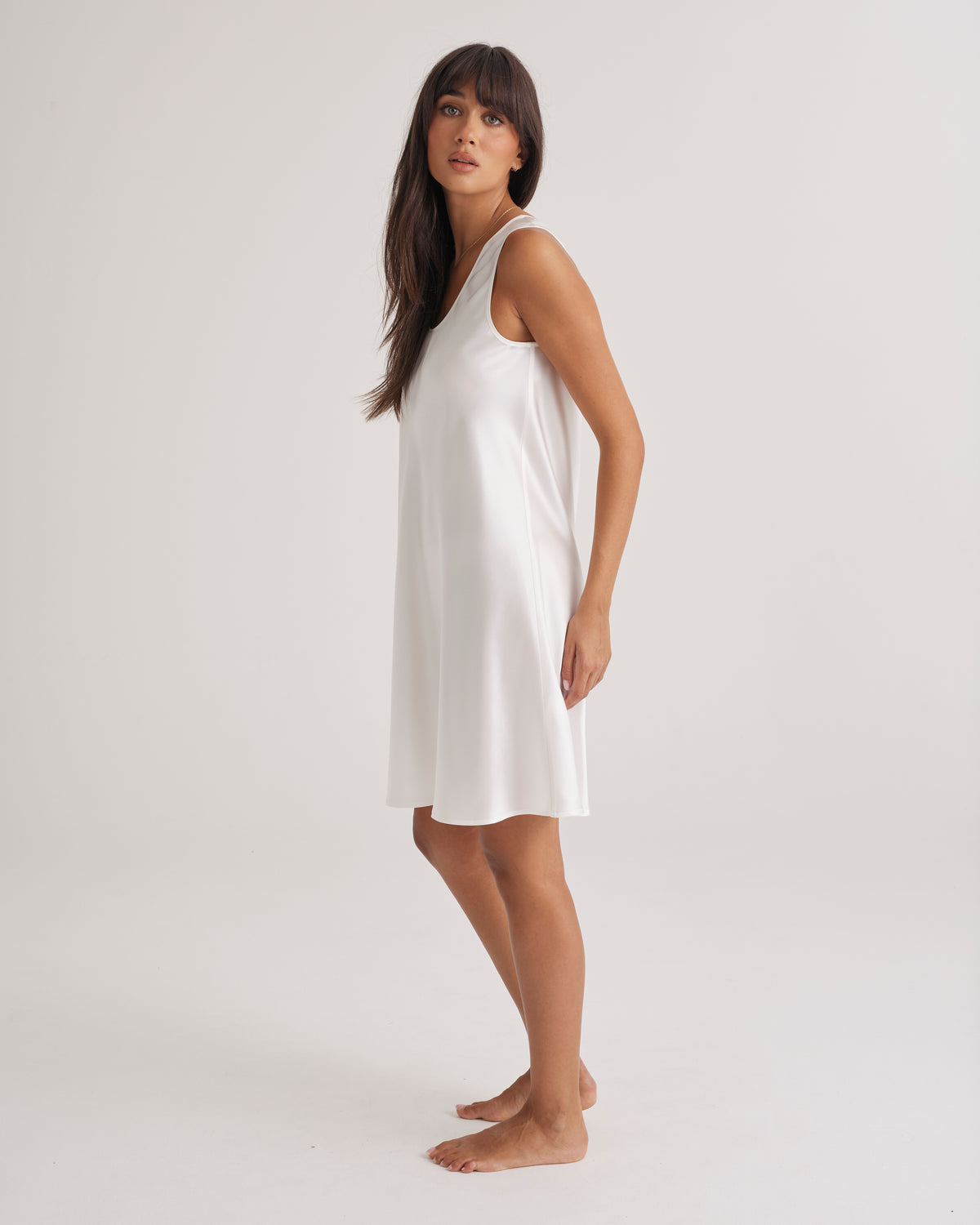 Mono Silk Short Nightdress Ivory