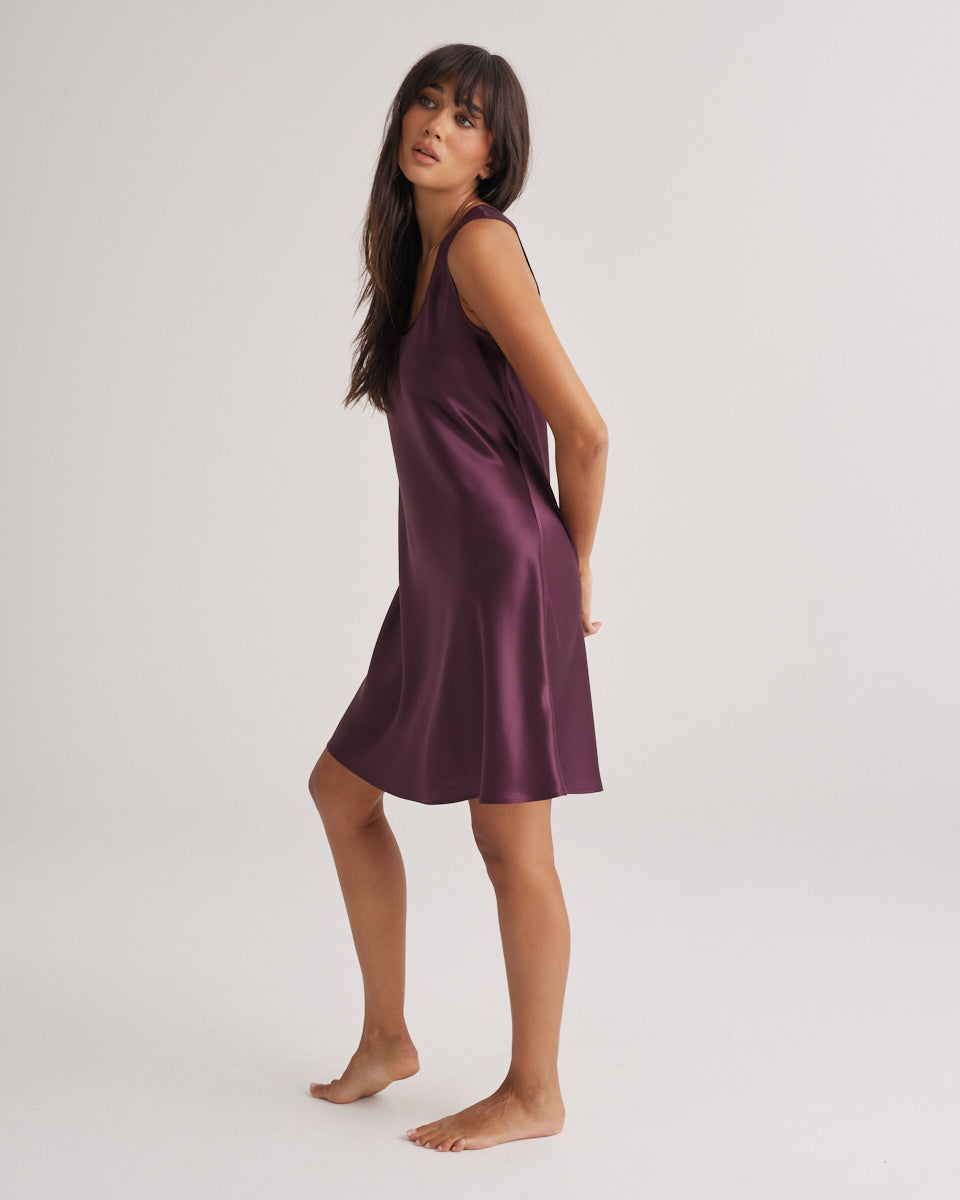 Mono Silk Short Nightdress Merlot