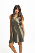 Mono Silk Short Nightdress Olive