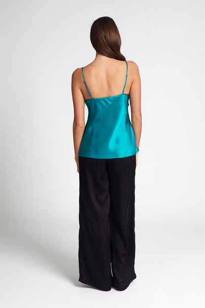 Peacock Strappy Silk Cami