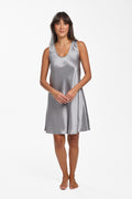 Mono Silk Short Nightdress Pewter