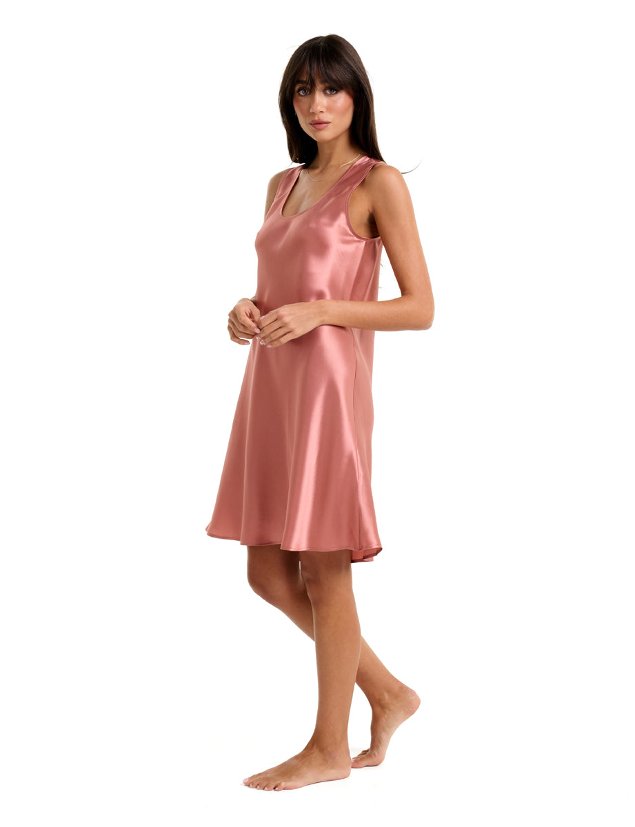 Mono Silk Short Nightdress Rose