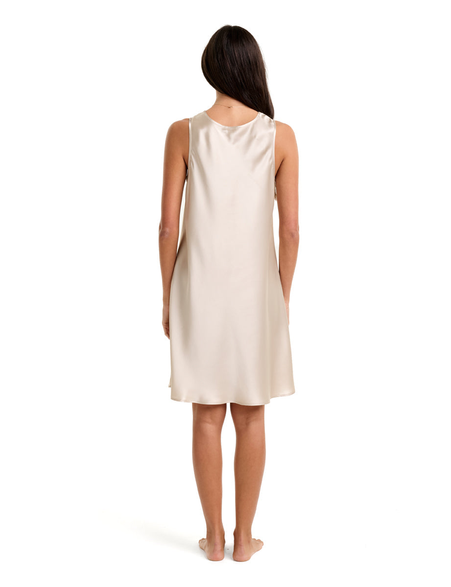 New Short Mono Chemise With Lace Champagne