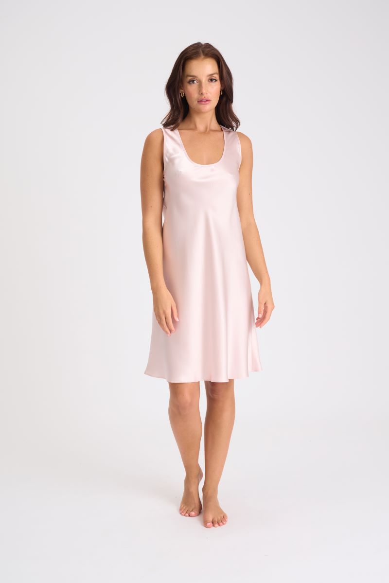 Mono Silk Short Nightdress Blush