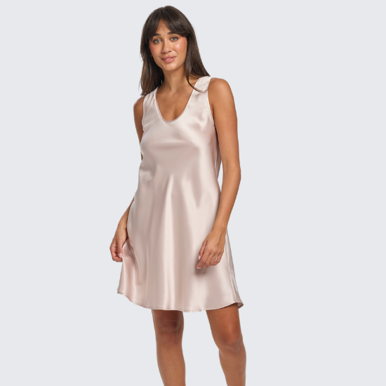 Mono Silk Short Nightdress Blush