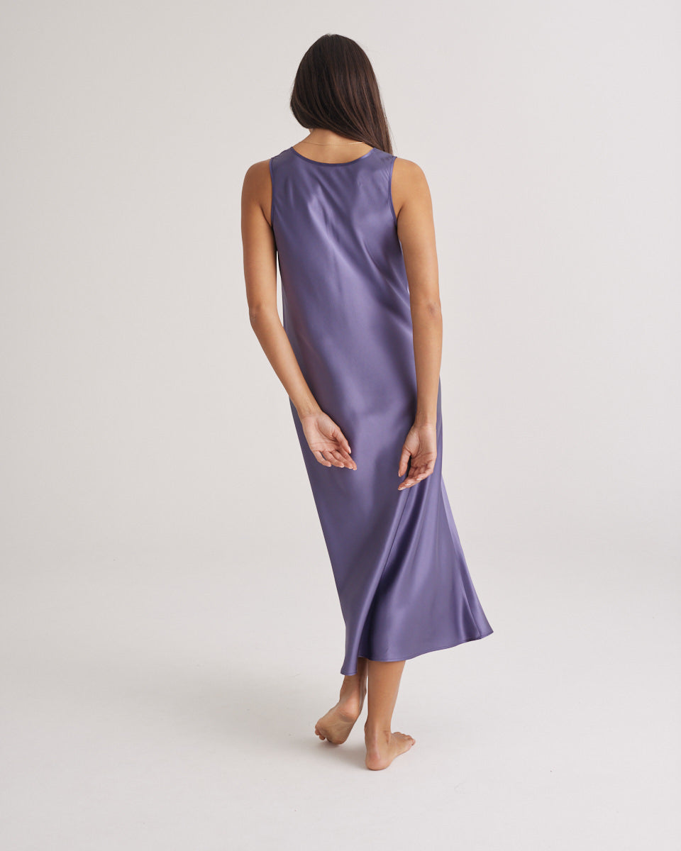 Mono Silk Long Nightdress Blue Manor