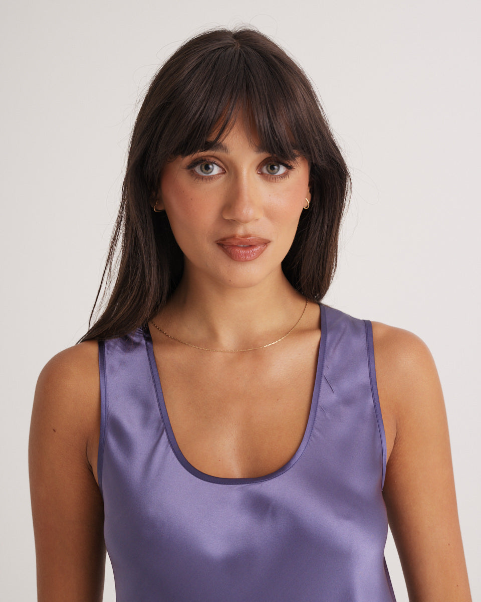 Mono Silk Long Nightdress Blue Manor