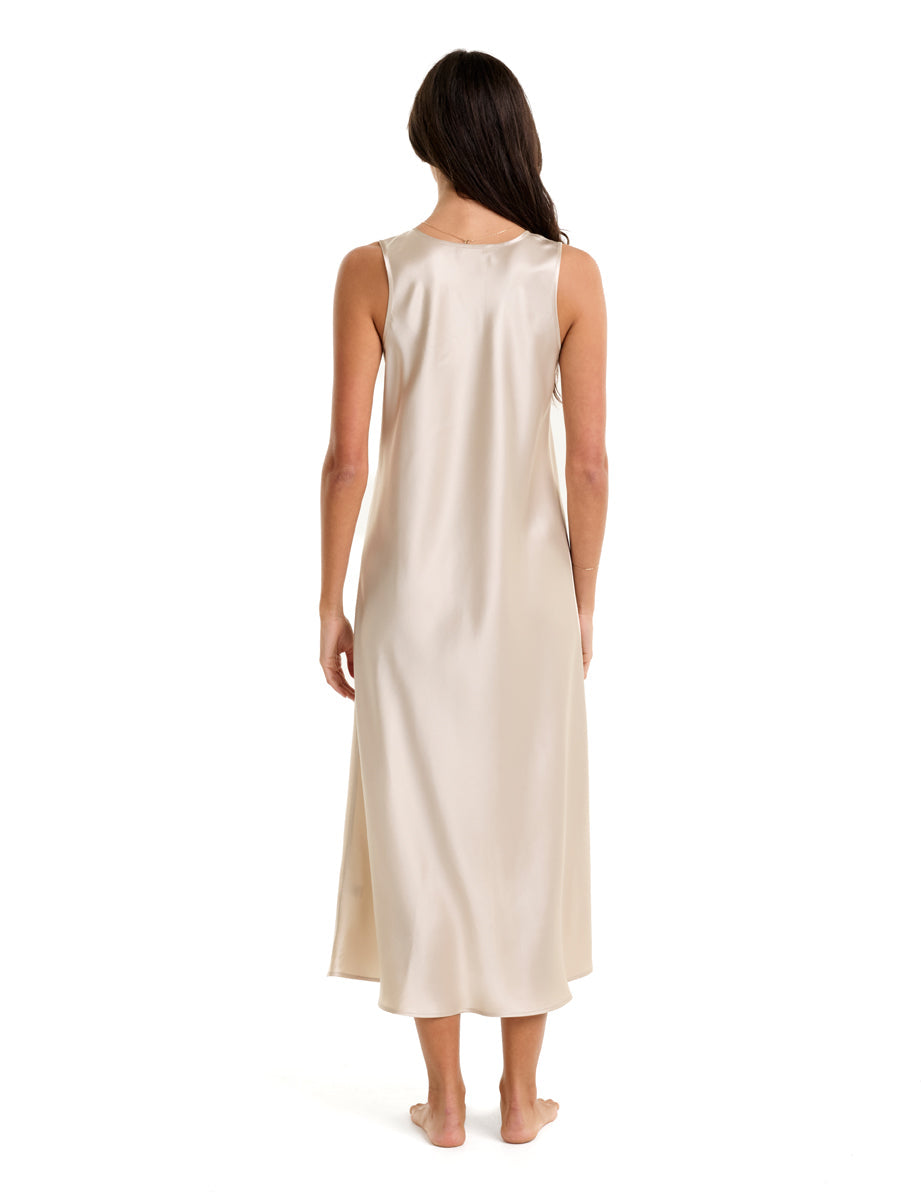 Mono Silk Long Nightdress Champagne