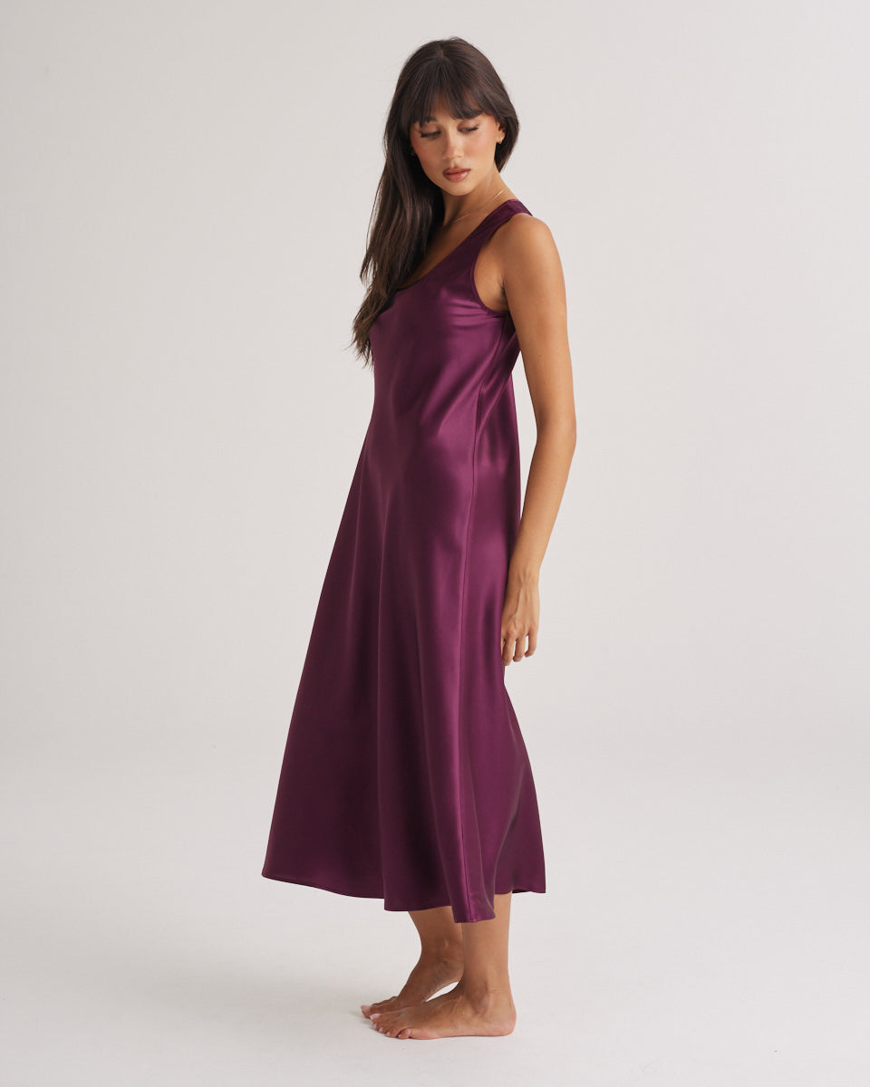 Mono Silk Long Nightdress Merlot