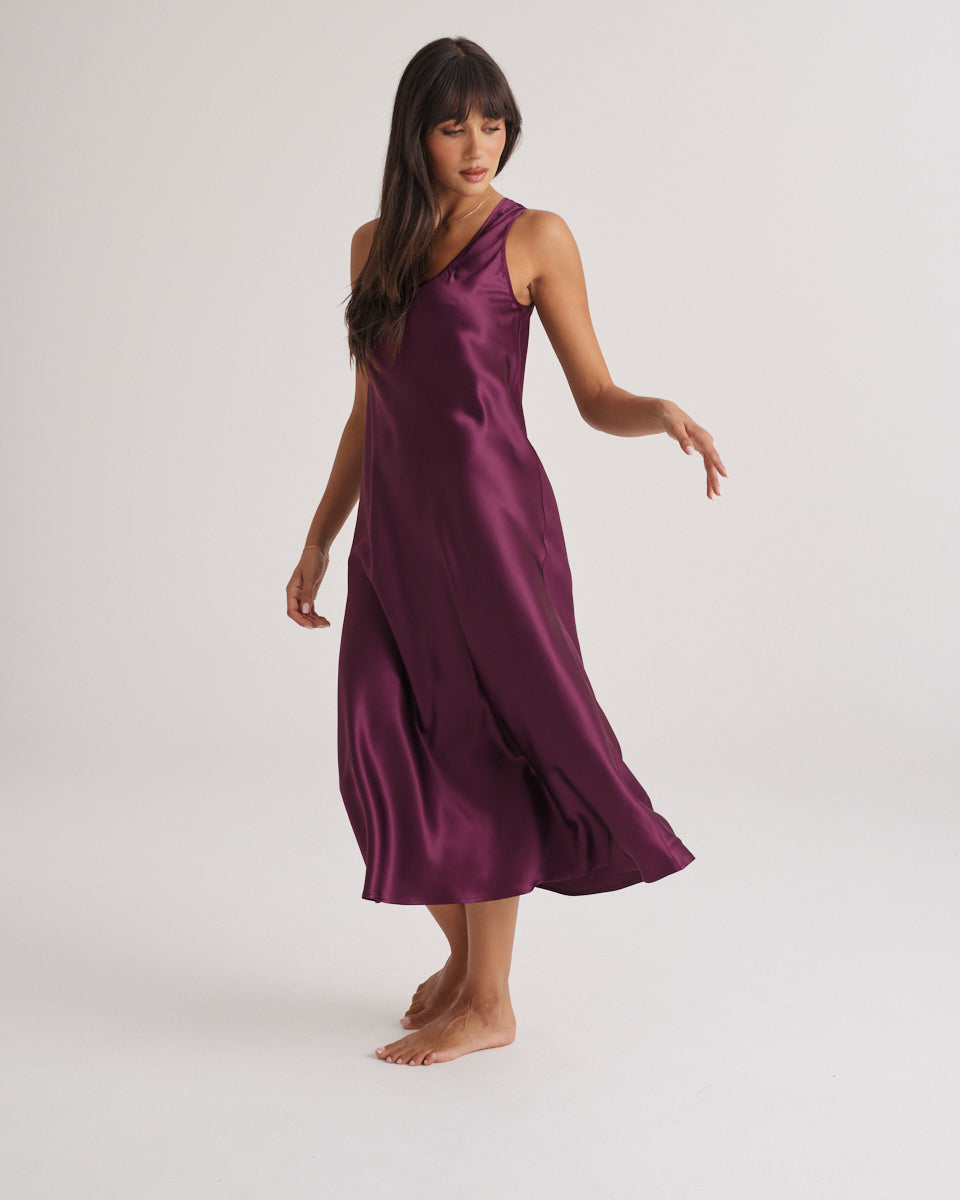 Mono Silk Long Nightdress Merlot