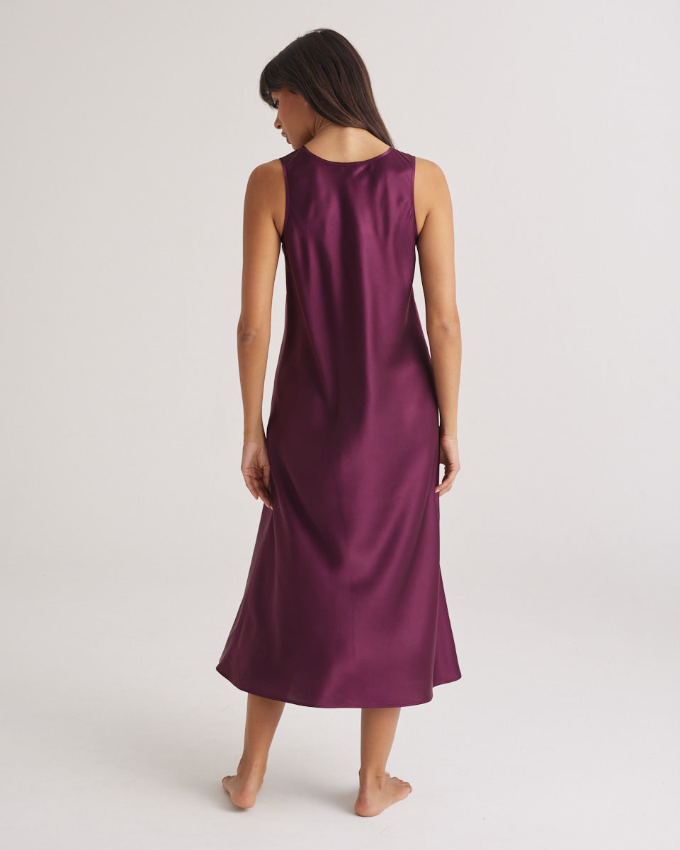 Mono Silk Long Nightdress Merlot