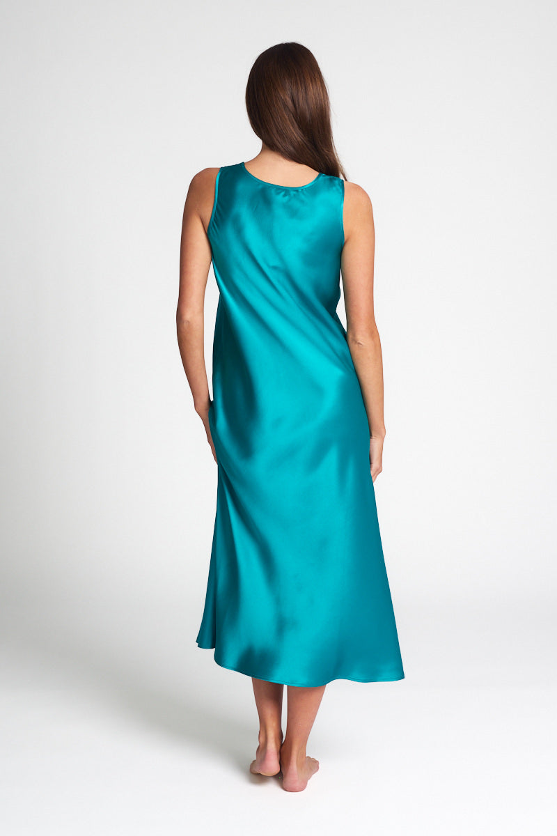 Peacock Long MonoSilk Dress