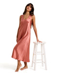 Mono Silk Long Nightdress Rose