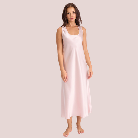 Mono Silk Long Nightdress Dusk Pink