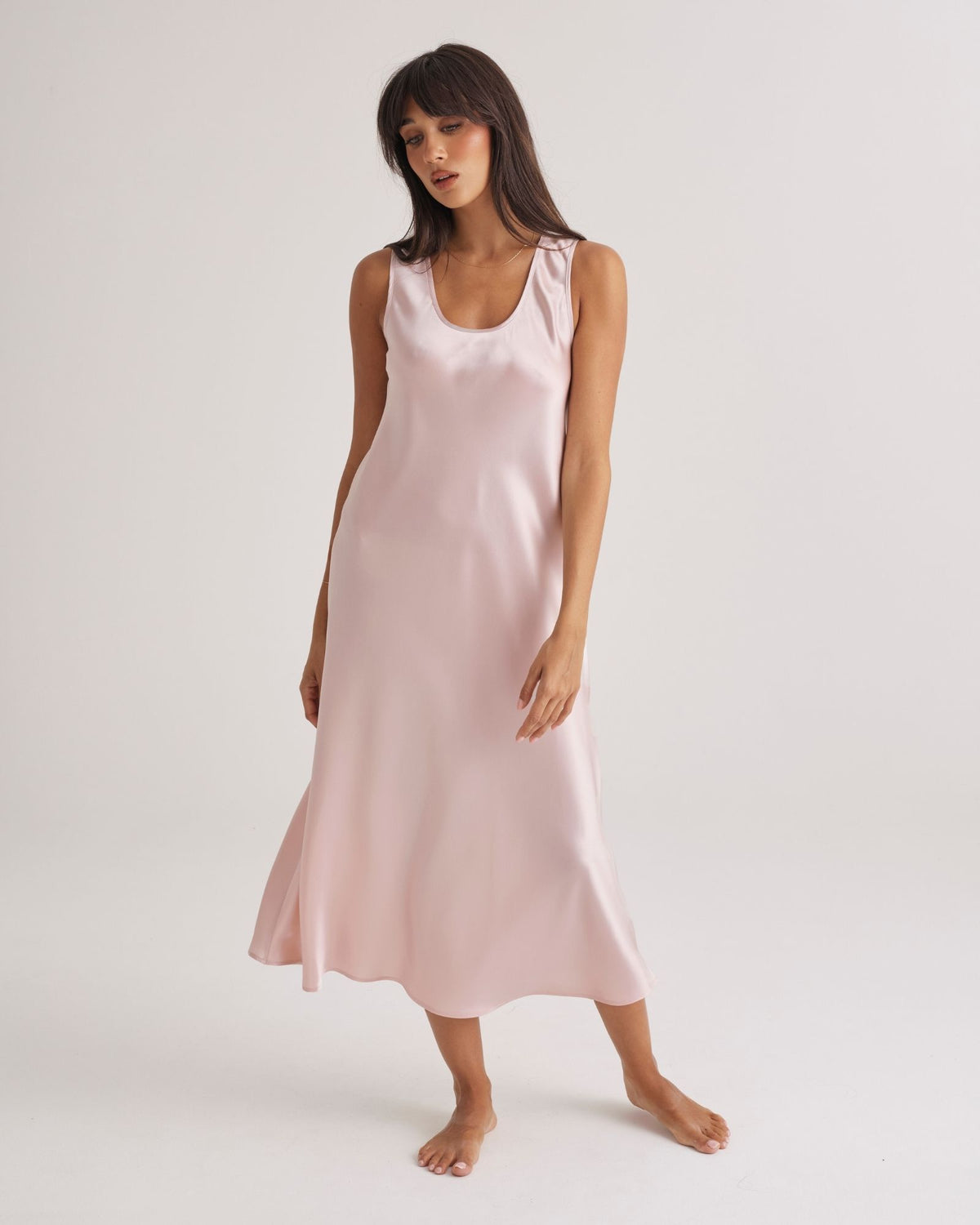 Mono Silk Long Nightdress Blush