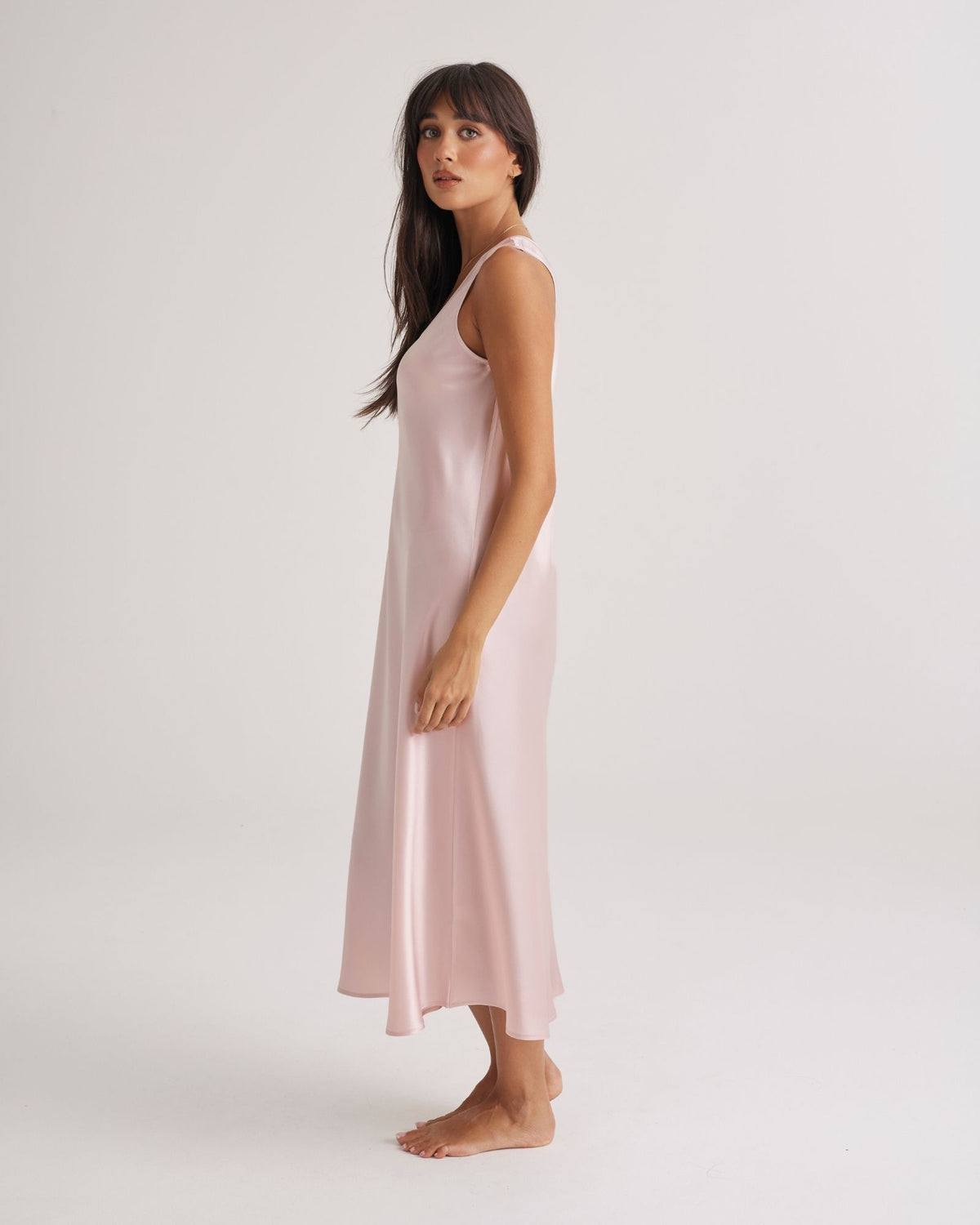 Mono Silk Long Nightdress Blush