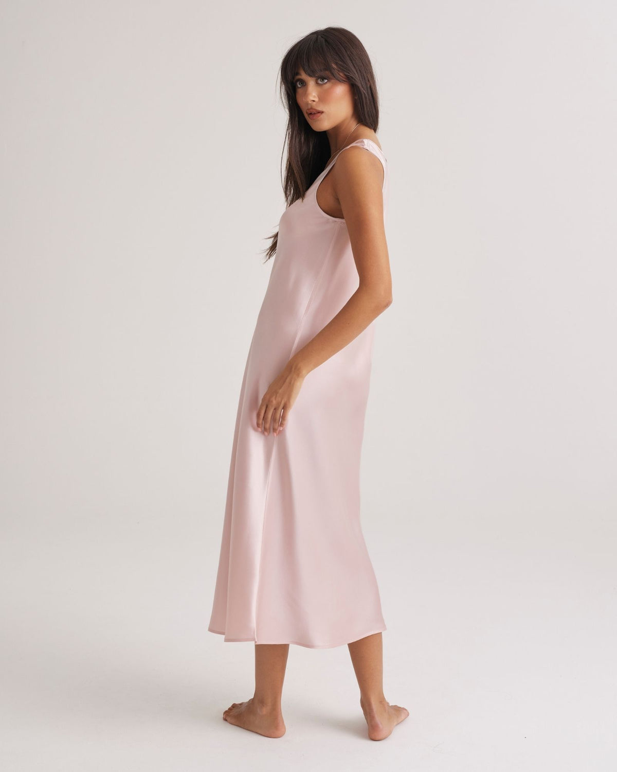 Mono Silk Long Nightdress Blush