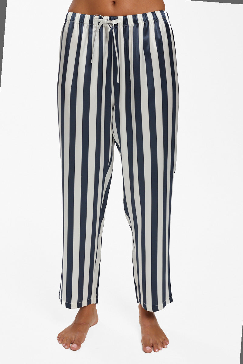 Silk Pants Navy Stripe