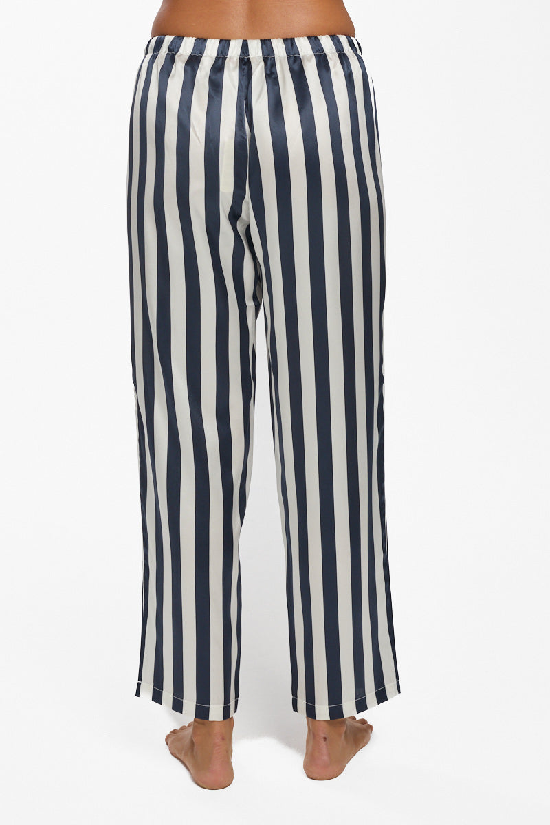 Silk Pants Navy Stripe