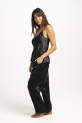 Silk Pants Black Wide Leg