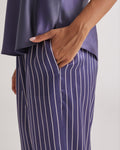 New Silk Pants Wide Leg Blue Manor Stripe
