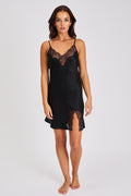 Silk & Lace Chemise Black