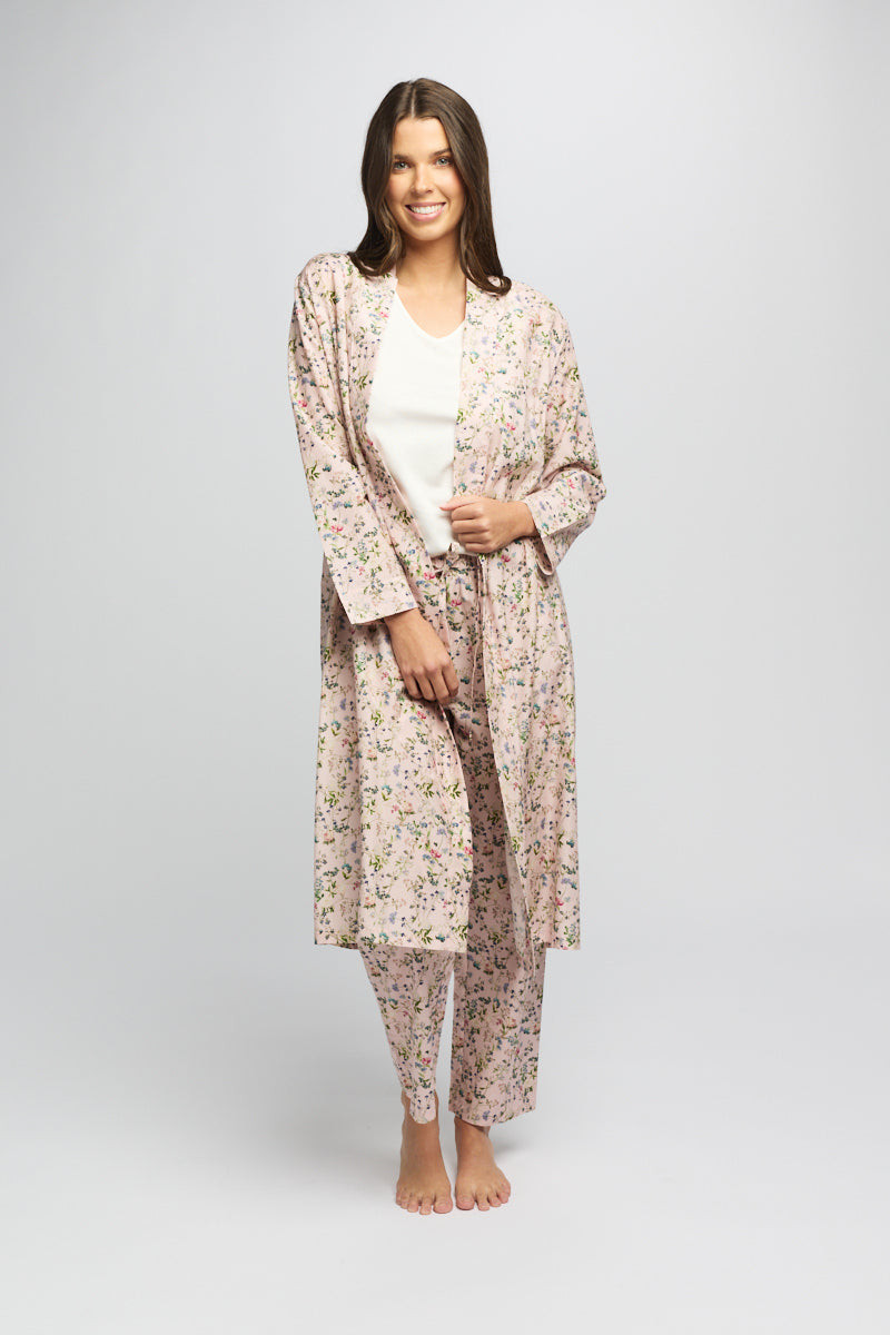 Cotton Silk Robe Botanica Pink