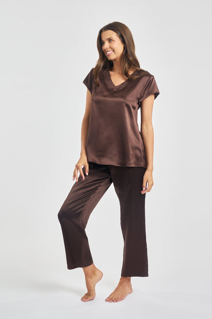 Silk Cap Sleeve Top Chocolate