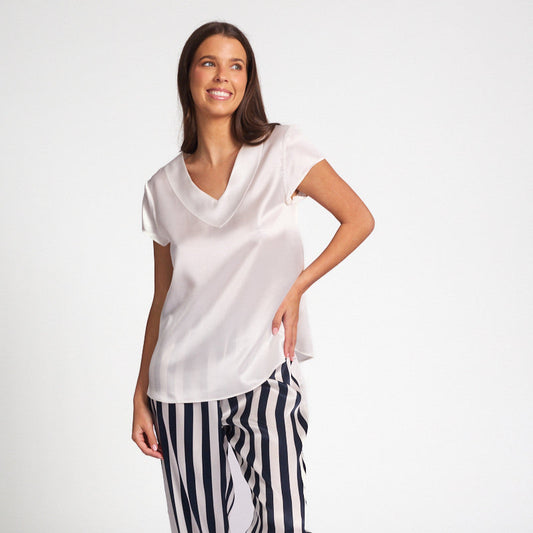 Silk Cap Sleeve Top Ivory