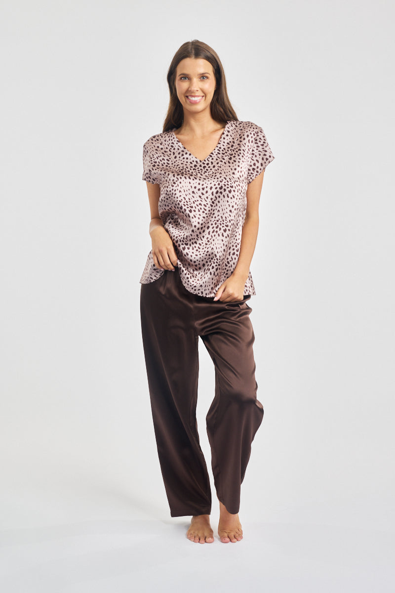 Silk Cap Sleeve Top Leopard