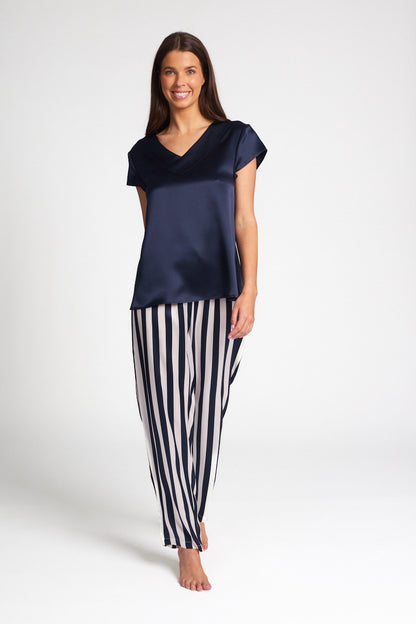 Silk Cap Sleeve Top Navy
