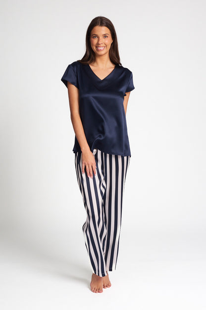 Silk Cap Sleeve Top Navy